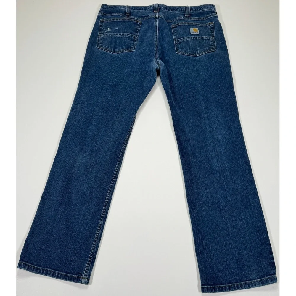 Carhartt Rugged Flex Straight Fit Jeans Mens 36x30 Blue Workwear Distressed